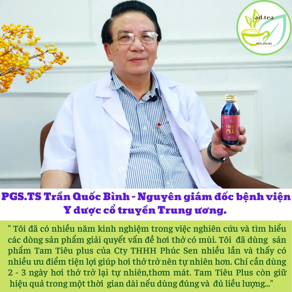 Nước Súc Miệng Tam Tiêu  Plus, Khử Mùi, Thơm Miệng, An Toàn Hiệu Quả - 100% Thảo Dược Thiên Nhiên (ad.tea)