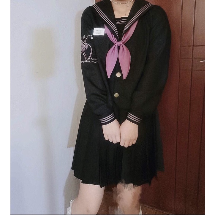 YAS0779-Set áo váy seifuku JK Nether Butterfly sọc tím