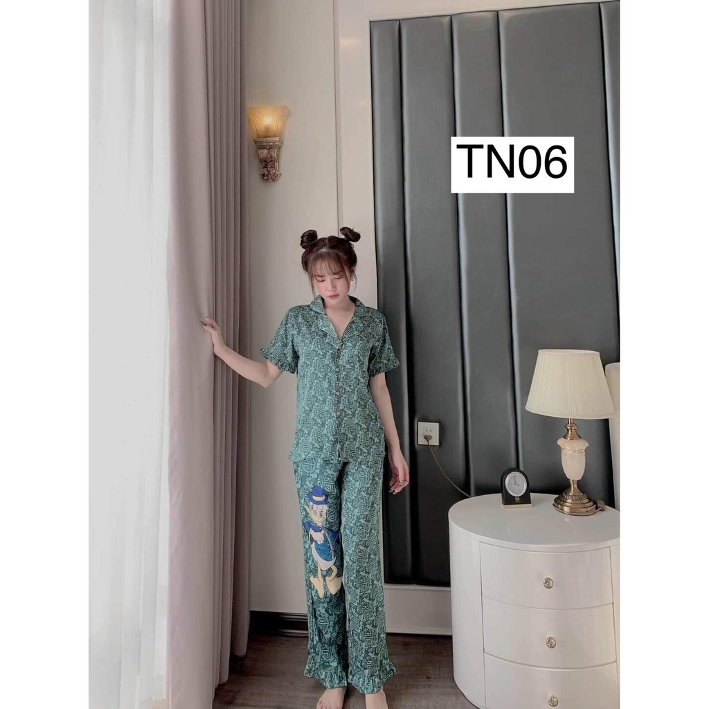 Set Bộ Ngủ Pizama Mặc Nhà- Bộ Pijama Nữ Chất Lụa Cao Cấp TN Hàng Thiết Kế Độc Lạ Siêu Đẹp-Kèm Hình Thật