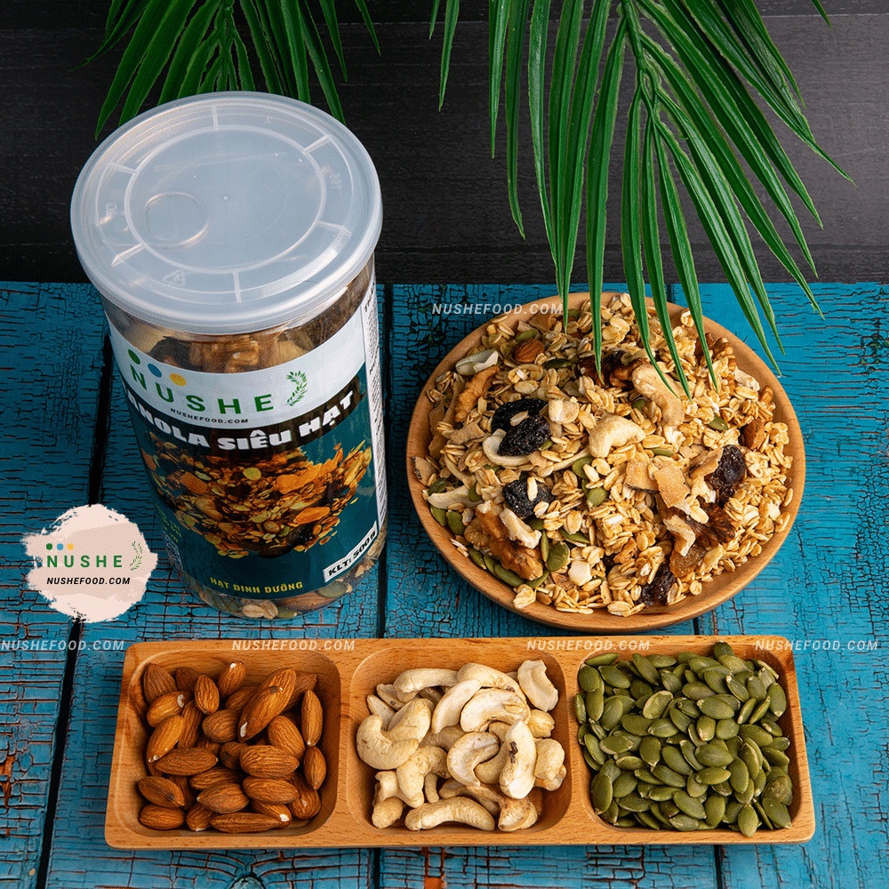 GRANOLA SIÊU HẠT - 20% YẾN MẠCH 500gr, NUSHEFOOD, Siêu Hạt Ăn Liền, Ăn Kiêng Healthy, Ăn Vặt