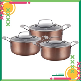 Bộ nồi đáy từ Orkin OR09 3 chiếc nhôm cao cấp. Chống dính nano ceramic, nắp kính cường lực