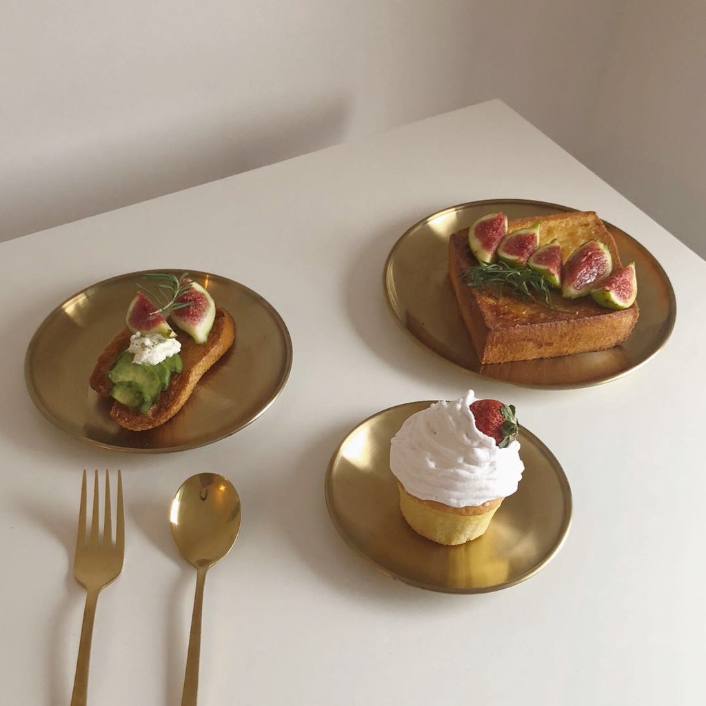 Đĩa Đựng Cà Phê / Trang Sức Bằng Thép Không Gỉ Màu Trơn Phong Cách Bắc Âu Sang Trọng