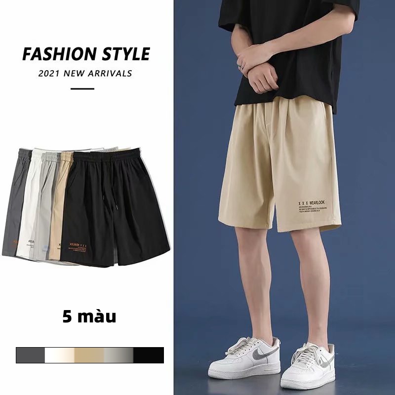 Quần Short Thể Thao Vải Lụa Lạnh Nhanh Khô Thoáng Khí Màu Trơn Phong Cách Hàn Quốc Thời Trang Mùa Hè Cho Nam Và Nữ 5 Tấc