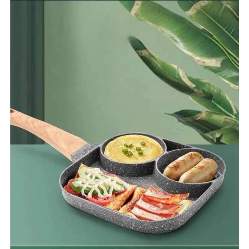 Chảo đá chống dính mini 3 ô cho bếp từ dùng được cho tất cả các loại bếp tiện lợi MIIBOOSHI D2.072