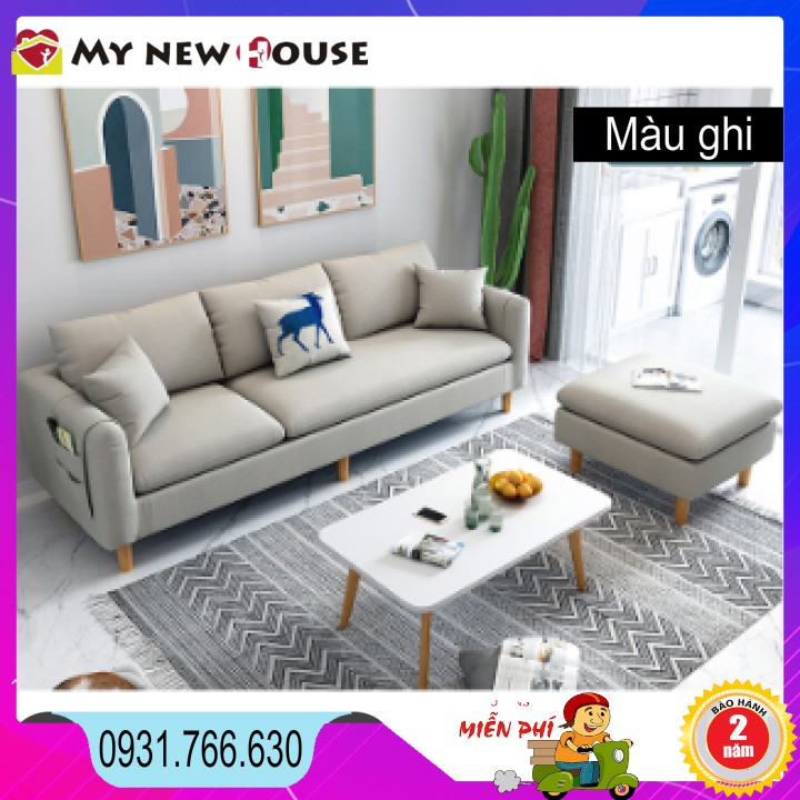 Sofa góc đa năng, Sofa góc L, Sofa góc khung gỗ bọc vải lanh cao cấp màu xanh