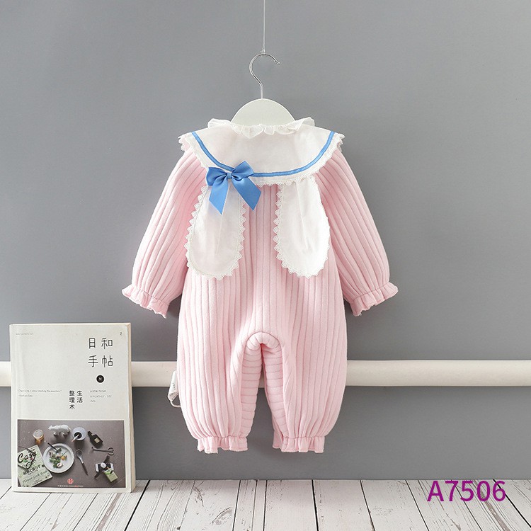 Áo liền quần tay dài chất liệu Cotton thời trang thu đông cho bé sơ sinh