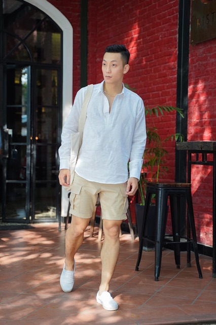ÁO SƠ MI ĐŨI DÀI TAY CỔ V