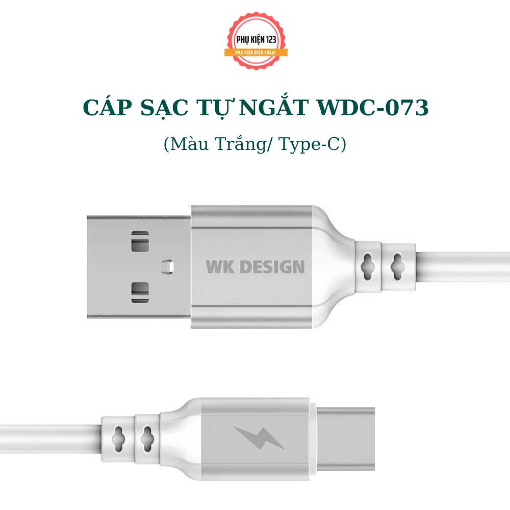 Dây cáp sạc tự ngắt thông minh Wekome WDC-073 chân type-c,micro,cao cấp