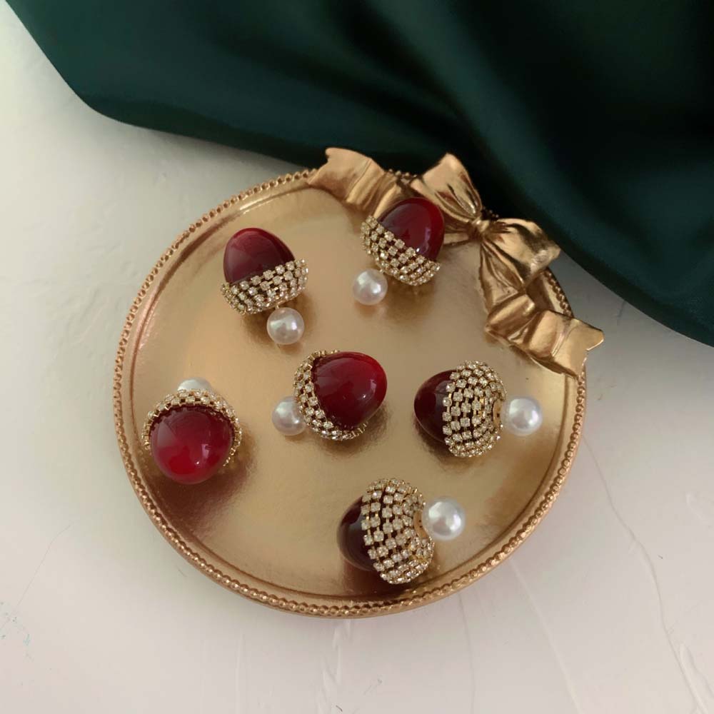 Khuyên Tai Nữ Trang Dáng Dài Tạo Hình Quả Cherry