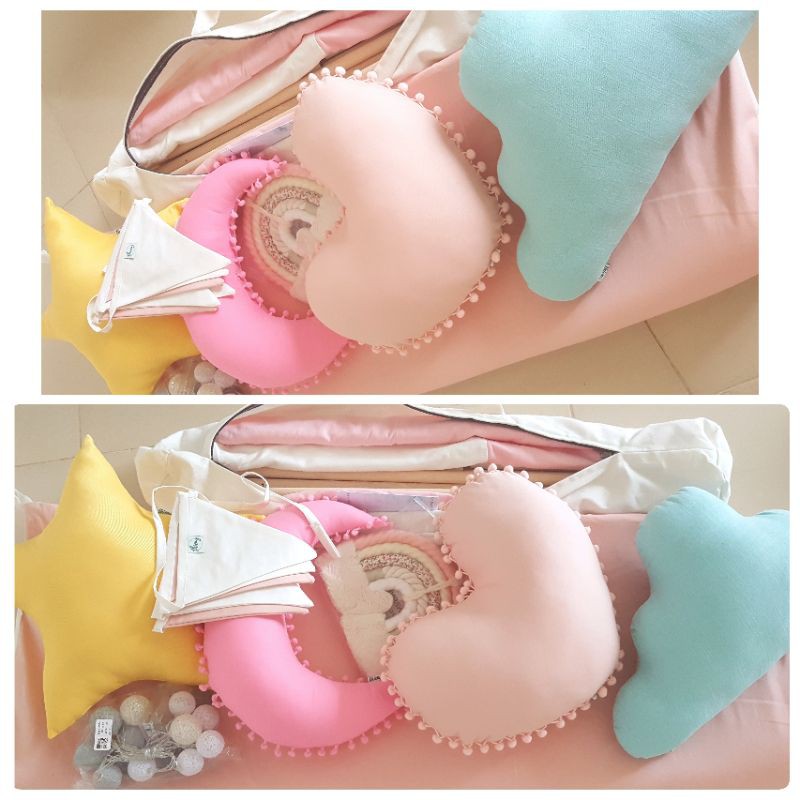 Gối trái tim hồng đáng yêu - đã nhồi bông 40x40cm. Vải Kaki, Cotton, Canvas dày cao cấp.Gối ôm trang trí pompom
