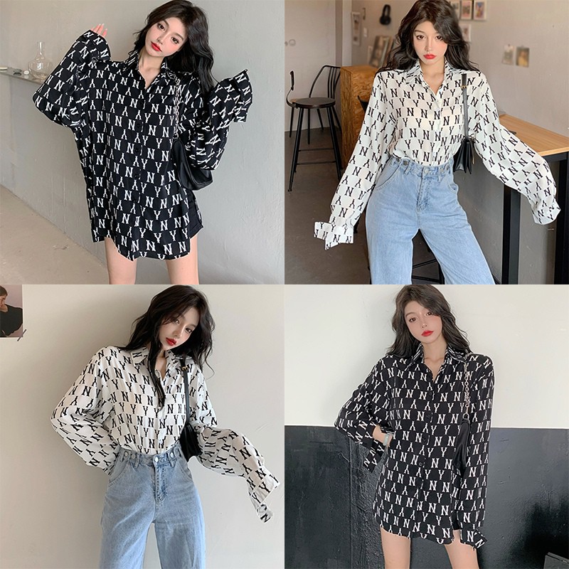 Sơ Mi Nữ Tay Dài In Chữ Thời Trang