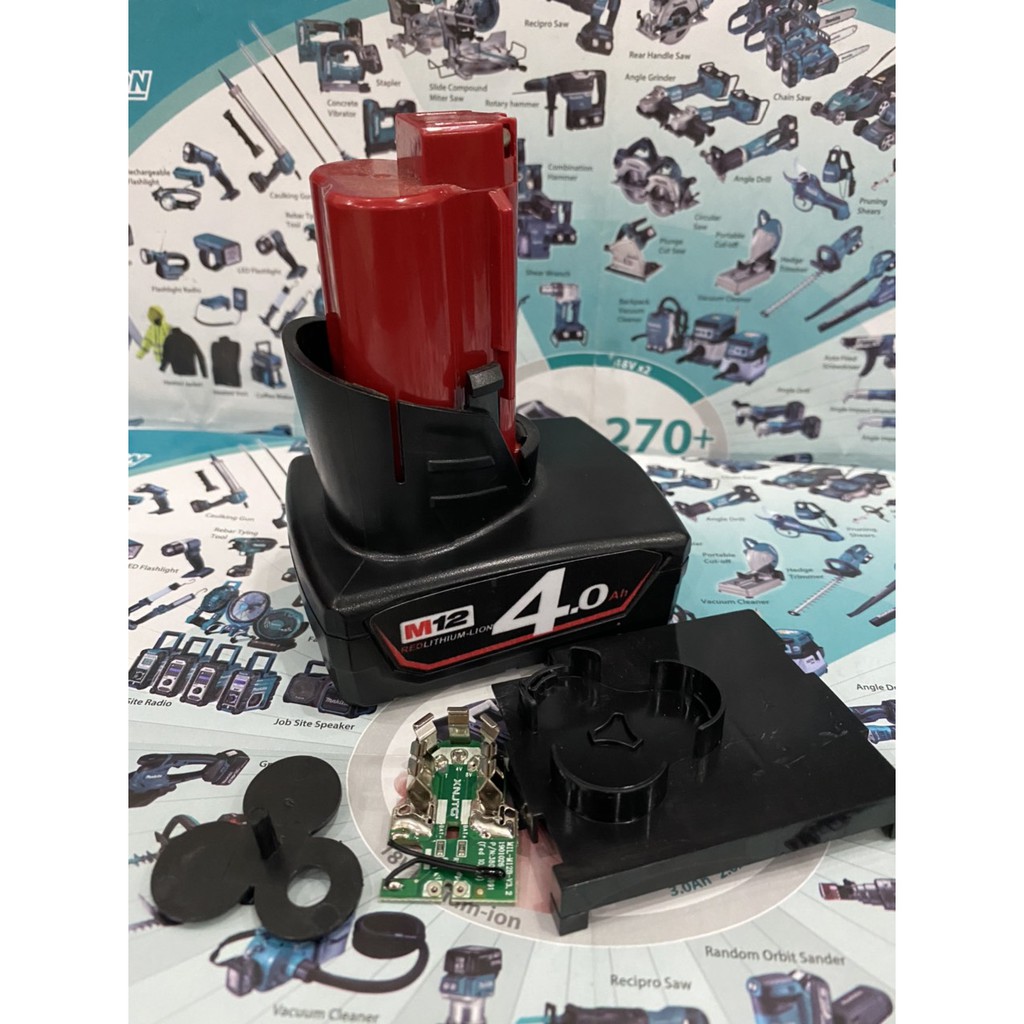 Vỏ mạch pin Milwaukee 12V 6 cell Li-ion( Tem đáy giống zin). BN.