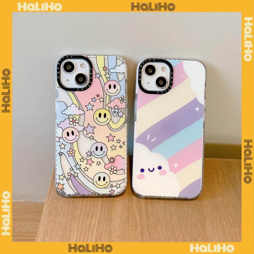 iPhone Case Silicone Soft Case Clear Case Thickened Shockproof Protection Camera Rainbow Smiley Compatible For iPhone 11 iPhone 13 Pro Max iPhone 12 Pro Max iPhone 7 Plus iPhone xr