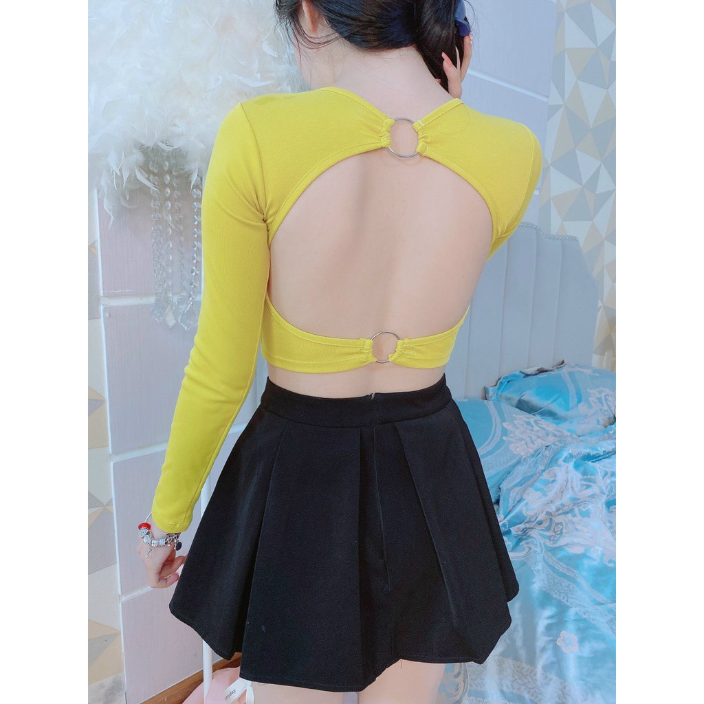 áo kiểu tay dài khoen hở lưng có mút ngực