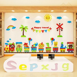 Tranh dán tường mica dán nổi đoàn tàu mẫu mới trang trí phòng ngủ cho bé