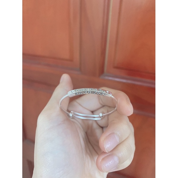 Vòng bạc khắc tên hình chữ nhật cho bé DMJSILVER