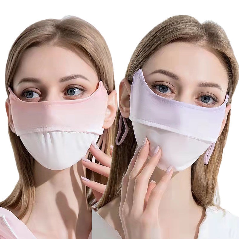 Khẩu Trang Chống Nắng Mùa Hè Che Góc Toàn Diện Bằng Lụa Lạnh Chống Tia Cực Tím Và Tia Cực Tím