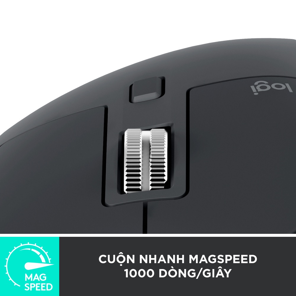 Chuột không dây Bluetooth Logitech MX Master 3s – Yên tĩnh, 8K DPI, Cuộn siêu nhanh, sạc USB-C, Win | Mac