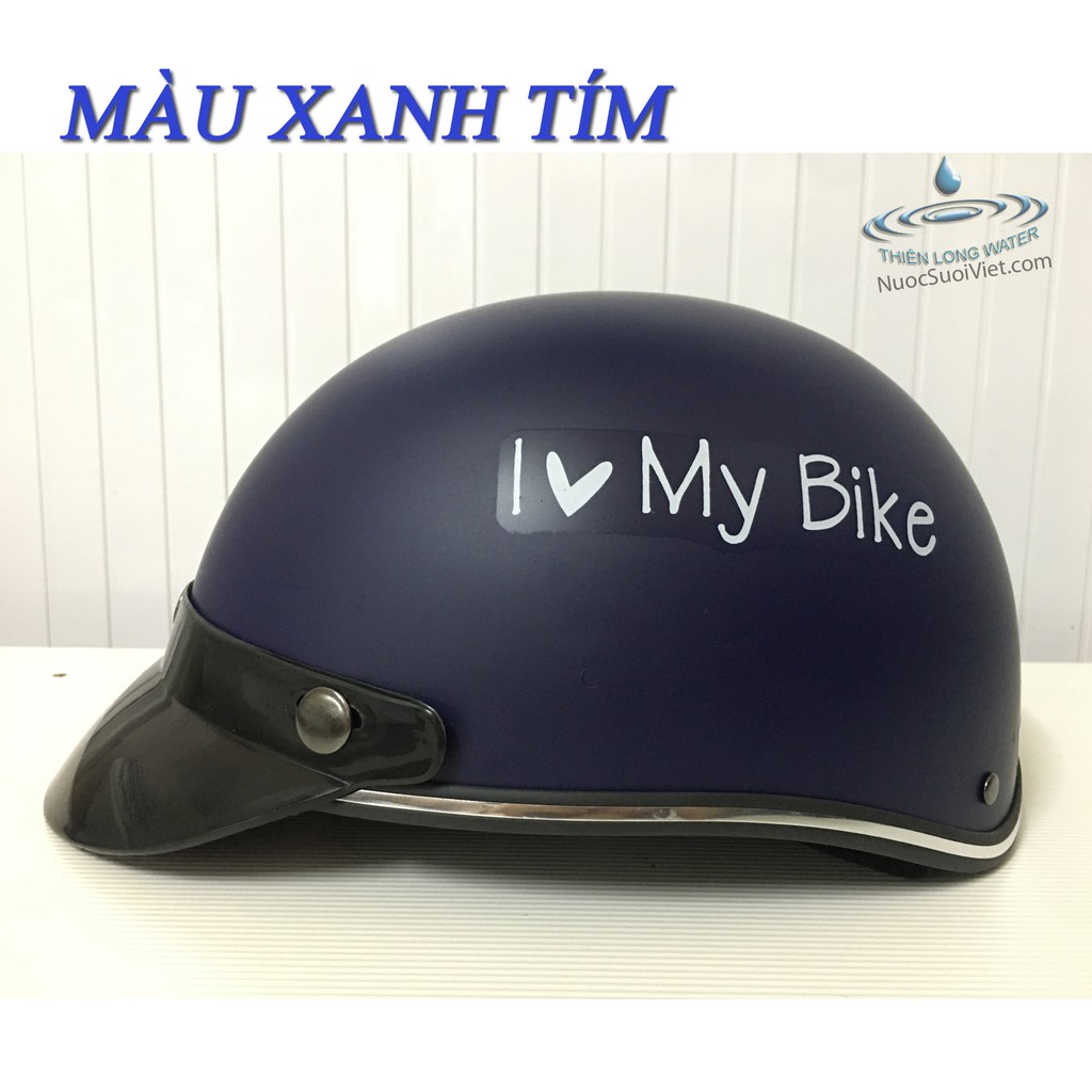 Mũ Bảo Hiểm In Hình I Love My Bike - Nón Bảo Hiểm Kiểu Thái Chất Lượng Dành Cho Cả Nam Và Nữ
