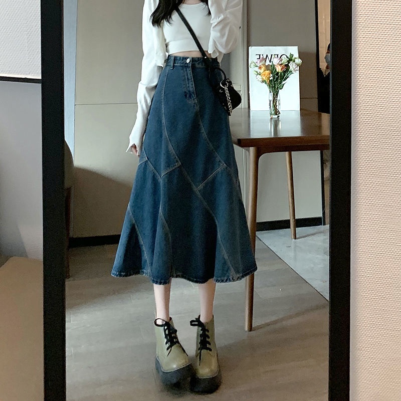 Chân Váy Denim Đuôi Cá Dáng Chữ a Lưng Cao Thời Trang Mùa Hè Mới Cho Nữ