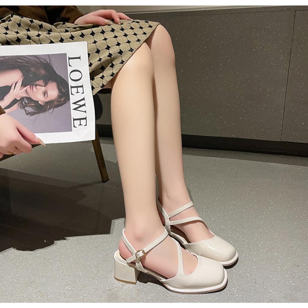 Giày Cao Gót 5 Phân Quai Chéo Bít Mũi