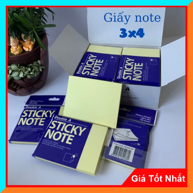 Giấy Nhớ Double 3x4 (100 tờ/tập) - Giấy Nhắc Việc Bề Mặt Láng Mịn, Bám Mực Tốt