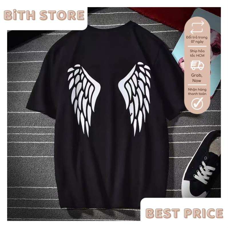 Áo Phông Ngắn Tay Phản Quang Đôi Cánh Thiên Thần Phát Sáng, Áo Thun Cotton Unisex Rẻ Và Đẹp