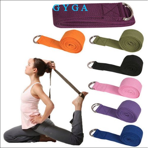 Dây đai tập yoga cotton dài 1,8m nhiều màu sắc có khoá kim loại điều chỉnh hỗ trợ an toàn không trơn trượt G-Sports