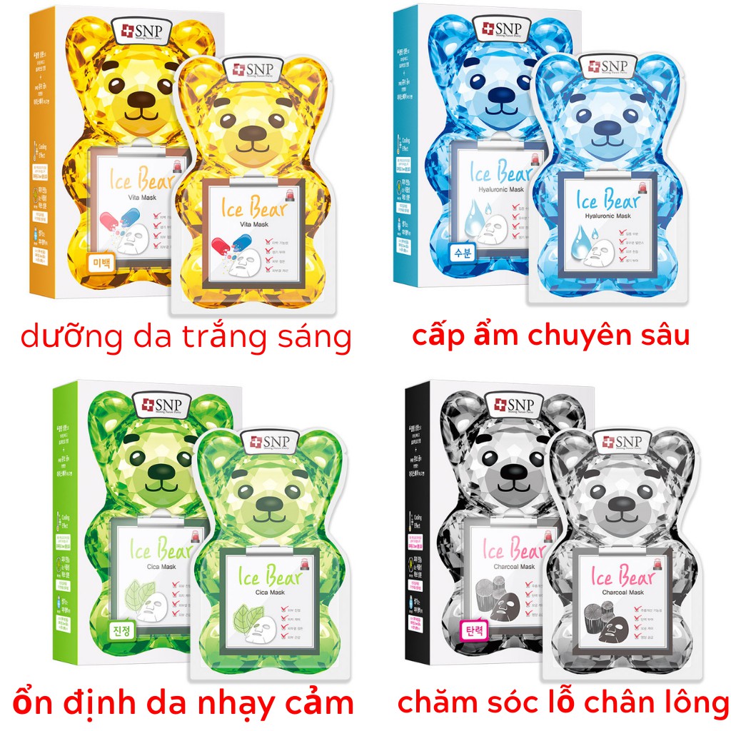 Mặt Nạ Gấu Băng Cấp Ẩm Chuyên Sâu,Dưỡng Sáng,Làm Dịu Da Nhạy Cảm SNP Ice Bear Mask 33ml