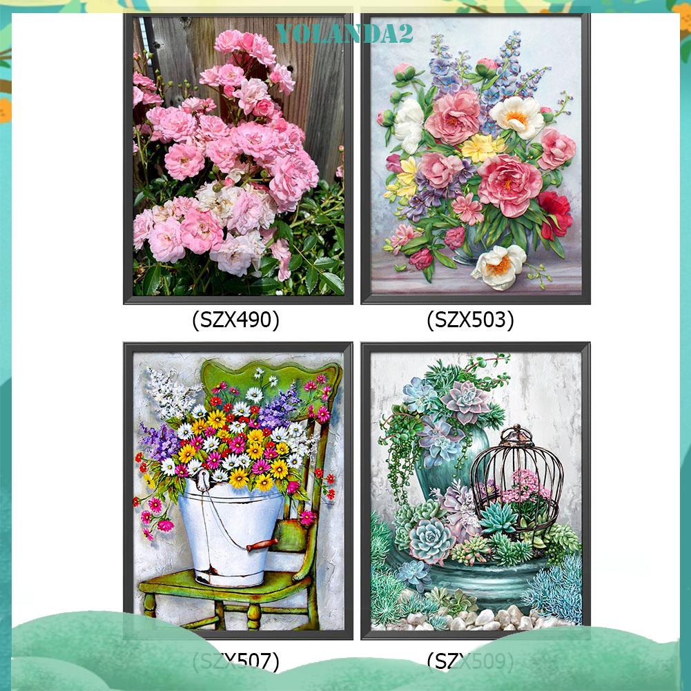 Tranh Thêu Chữ Thập Họa Tiết Hoa 11CT 40x50cm