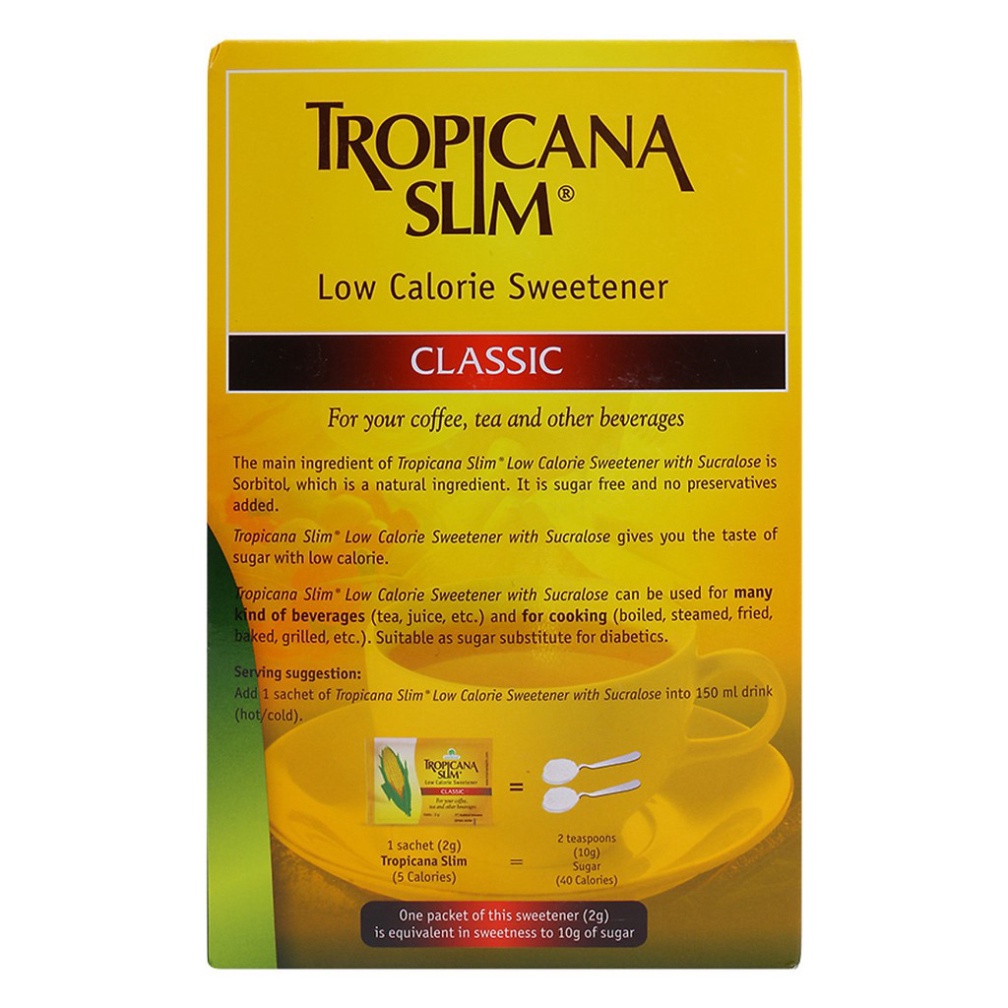 Hộp 50 Gói Đường Bắp Ăn Kiêng Low Calo Surcalose Tropicana Slim Classic 100g Dành Cho Người Tiểu Đường Và Ăn Kiêng0