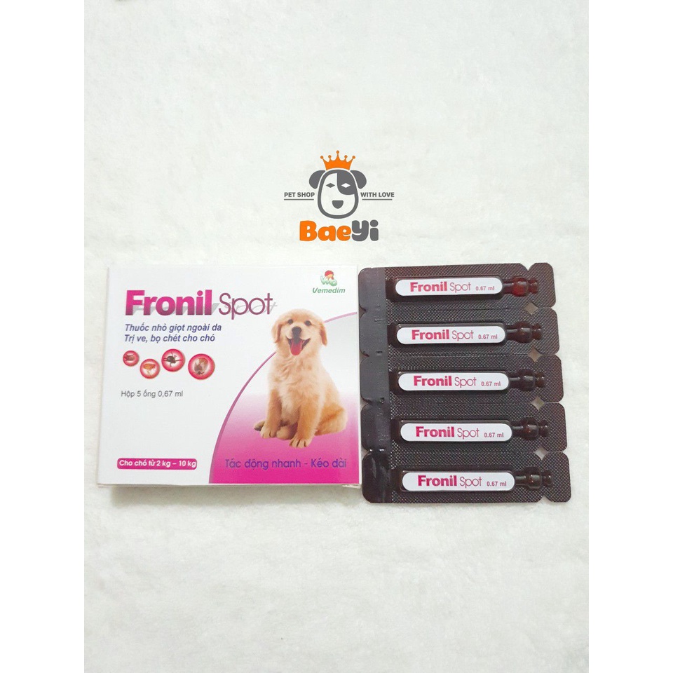 Thuốc trị ve chó mèo, nhỏ trên sống lưng Vemedim Fronil Spot 0,67ml/ống , vệ sinh cho thú cưng - BaeYi