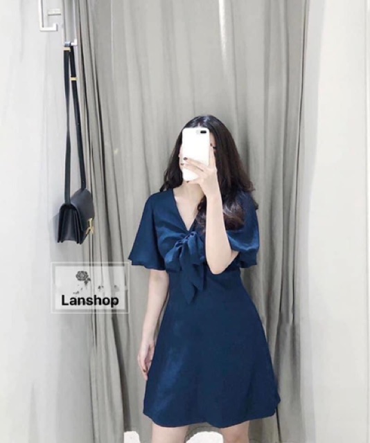 Váy cổ V buộc nơ ngực cho nữ | BigBuy360 - bigbuy360.vn