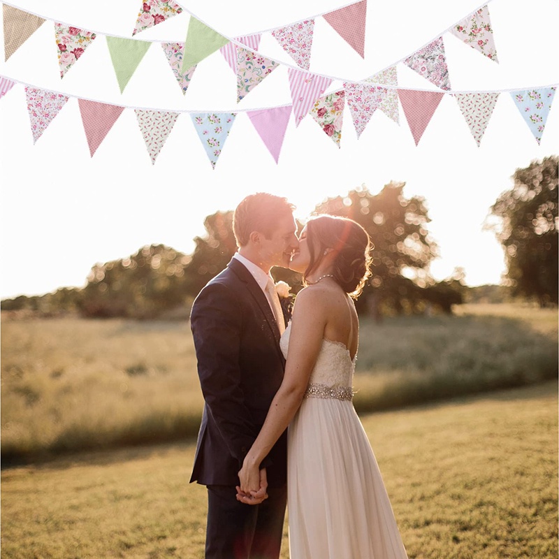 Set 42 Lá Cờ Ba Lá Cờ Bằng Vải Cotton 40Ft Dùng Để Trang Trí Tiệc Sinh Nhật / Sân Vườn