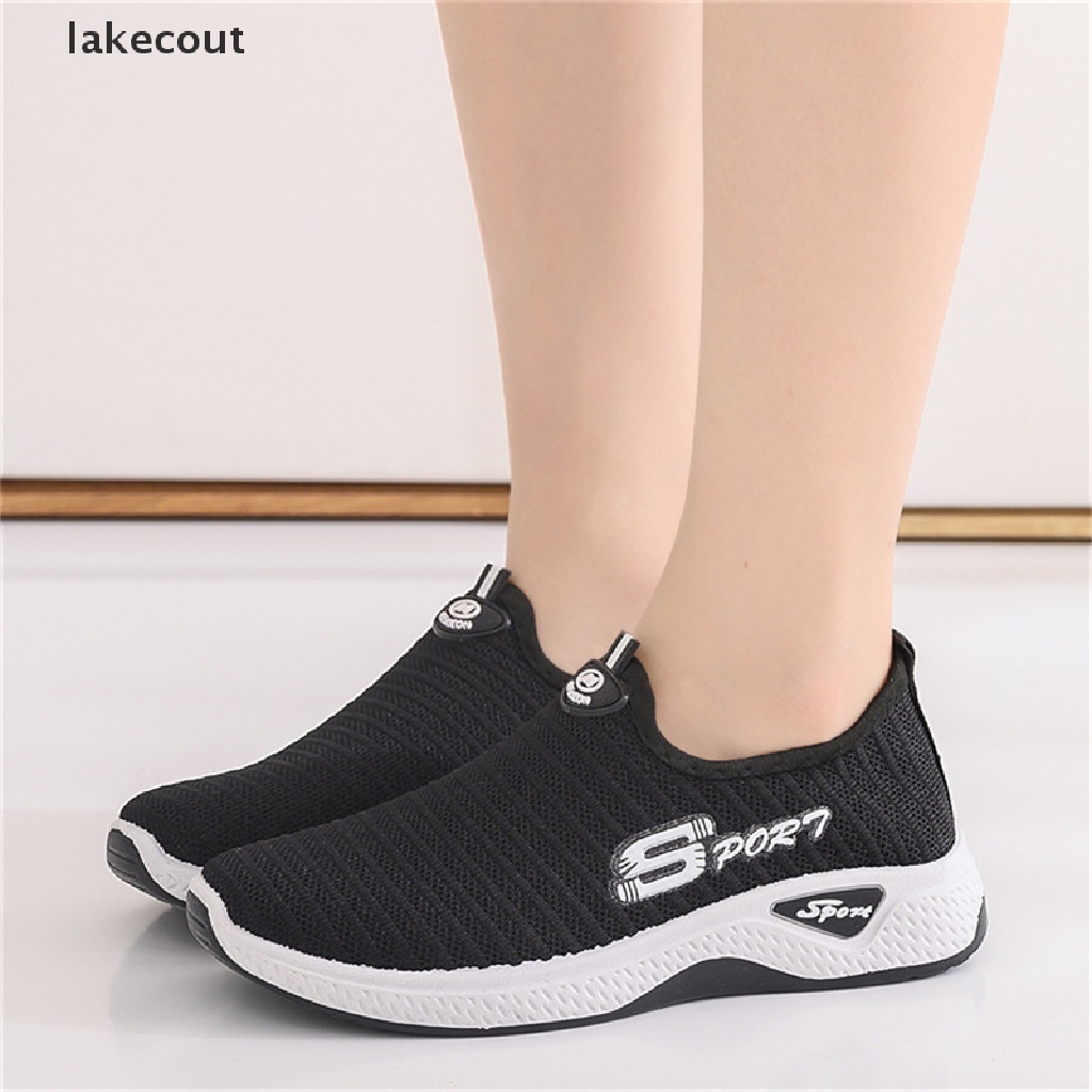 lakecout Women s Sneakers Flat Shoes Casual Vulcanized Slip-on Light Mesh Running Shoe thumbnail