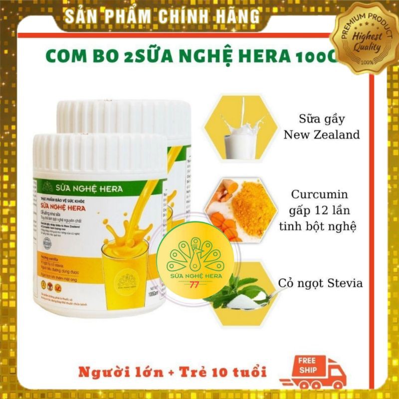 Combo 2 Hộp Sữa Nghệ Hera 100g♥Hỗ Trợ Điều Trị Đau Bao Tử♥Tốt Cho Mẹ Sau Sinh♥Đẹp Da♥Lợi Sữa