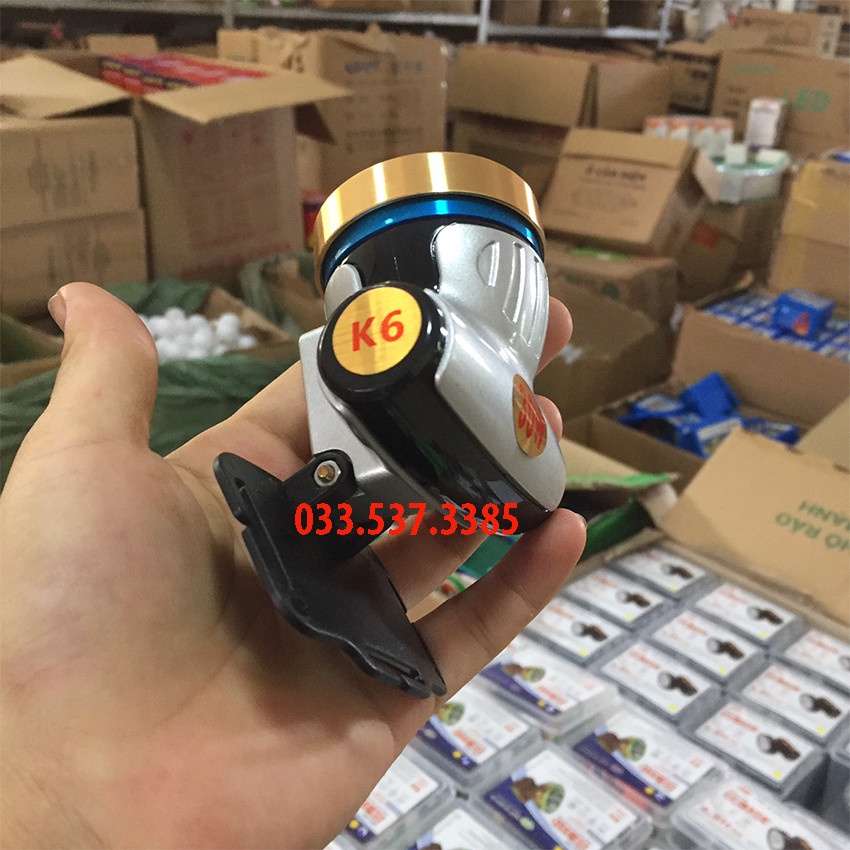 Đèn mini siêu sáng, đèn bin đội đầu K6 thiết kế nhỏ gọn thông minh với hướng xoay 90 độ