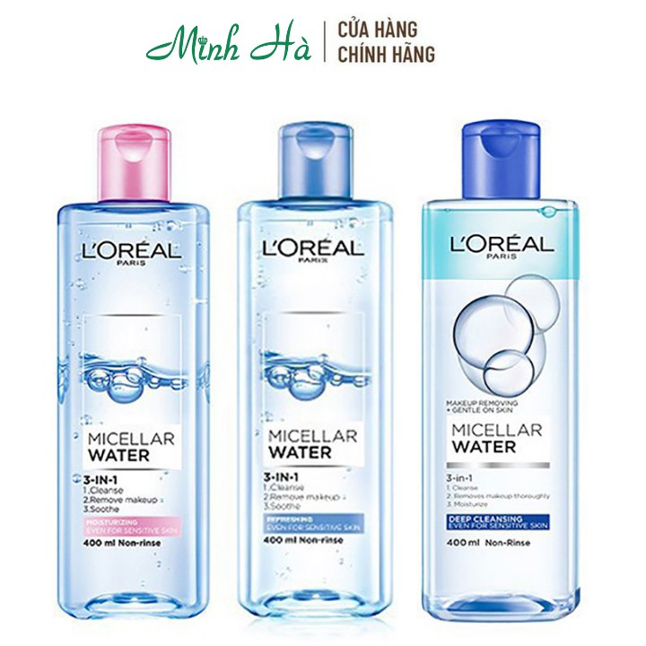 Nước tẩy trang Loreal Paris Micellar Water 3-in-1 400ml