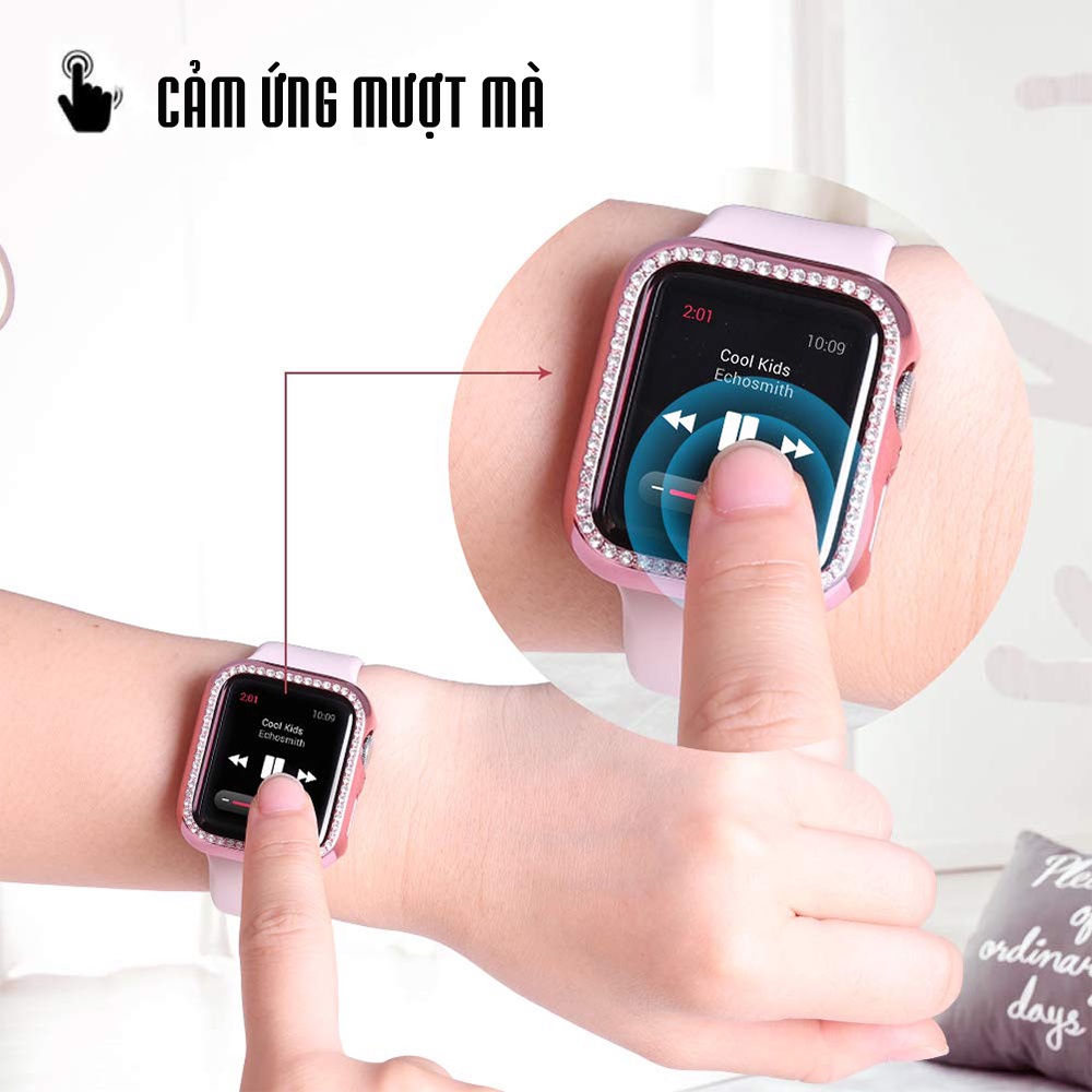 Ốp Bảo Vệ Đồng Hồ iWatch Đính Đá Sang Trọng dành cho Series 7 kích thước 41mm 45mm Chống Trầy Xước Va Đập