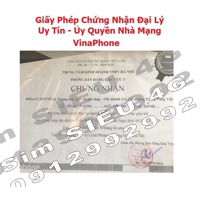 Gói Hỗ Trợ Đăng Ký Thông Tin Sim Vina Chính Chủ