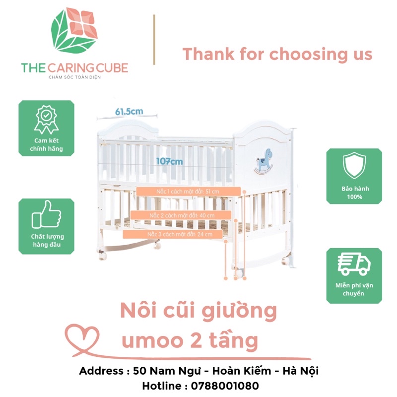 Nôi cũi giường Umoo 2 tầng cho bé