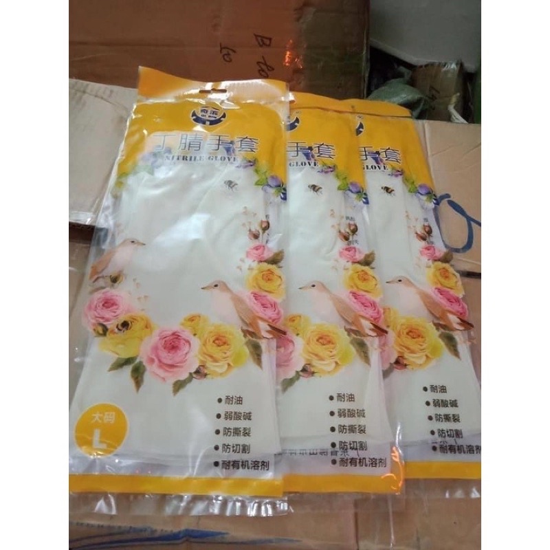 Găng tay cao su siêu dai, găng tay hoa Hồng
