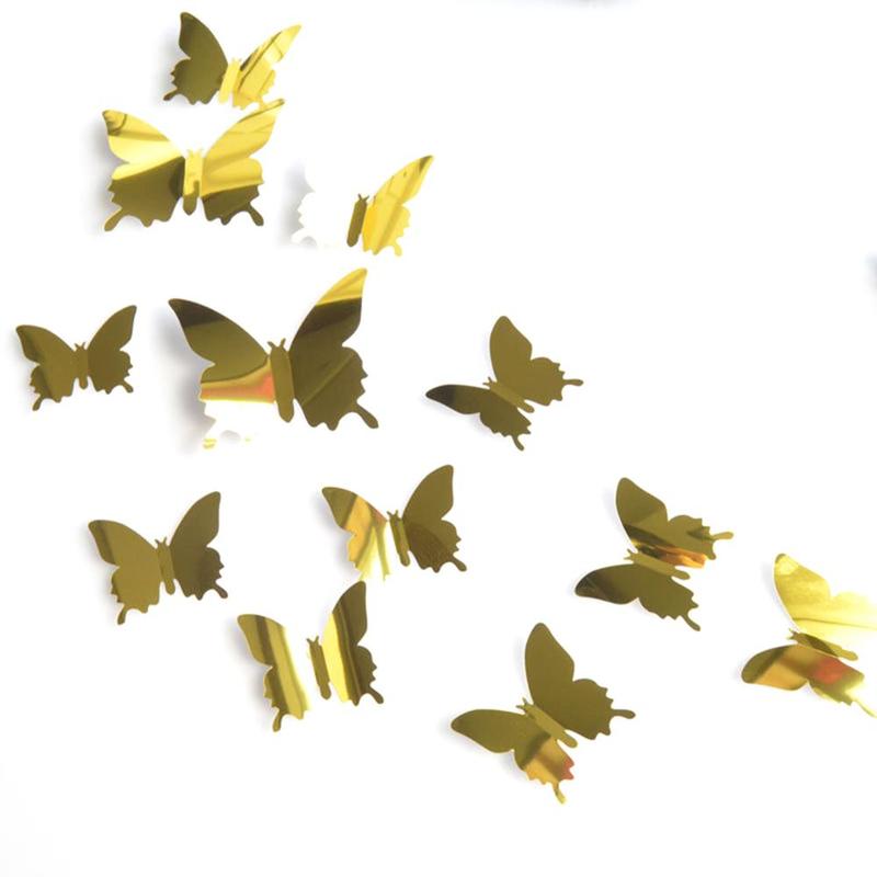 Bộ 12 hình dán hình bướm hiệu ứng 3D trang trí phòng khách/ phòng ngủ
