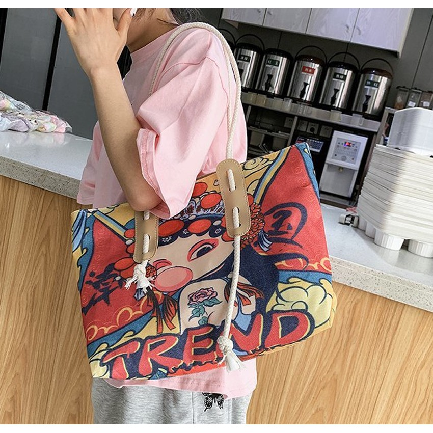 Túi cói đi biển Bag.ThanhThu dây dù siêu xinh 493