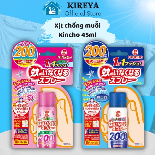 Xịt đuổi muỗi Kincho dùng trong 200 ngày 45ml (2 loại) kireya