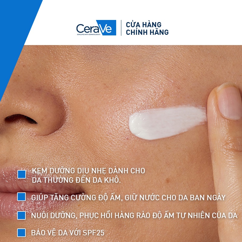 Bộ sản phẩm CeraVe kem dưỡng ban ngày 52ml& sữa rửa mặt sạch sâu cho và da khô 20ml