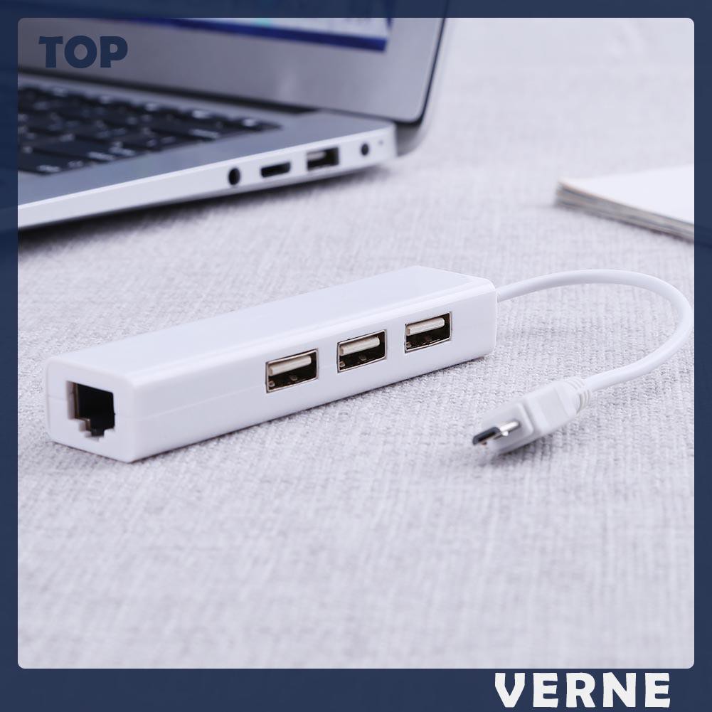 Bộ Chia 3 Cổng Usb 2.0 Hub 10 / 100mb Micro Usb Sang Rj45 Lan