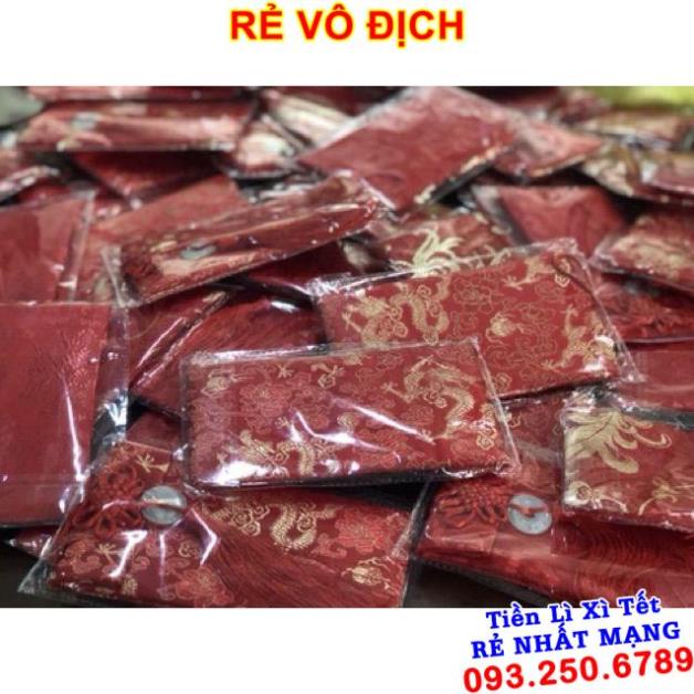 10 bao lì xì thổ cẩm - Bao Lì Xì Vải Gấm Nhiều Hoa Văn Cao cấp Ngày Tết,Cưới Hỏi, Nạp Tài. RỒNG DỌC NGỌC