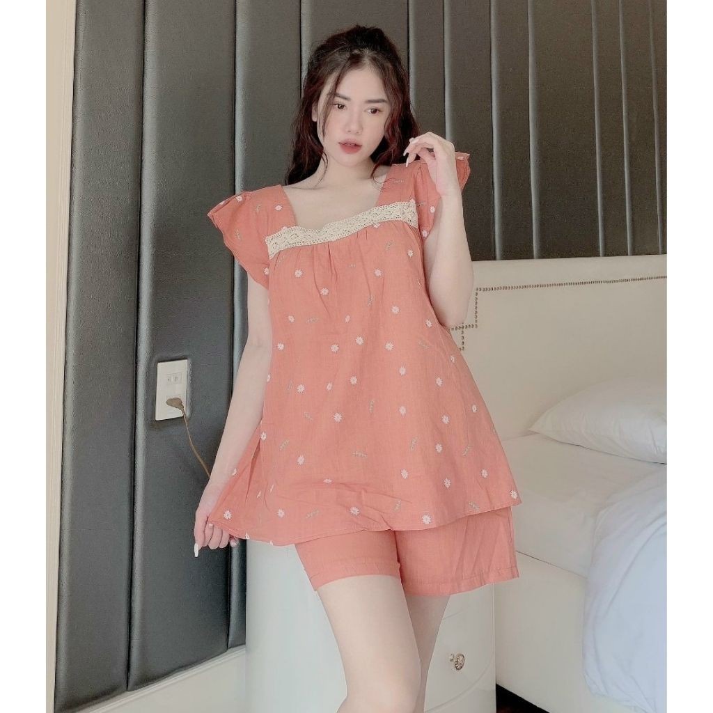 Bộ đồ bầu cộc tay M400 chất linen freesize từ 45 đến 70kg