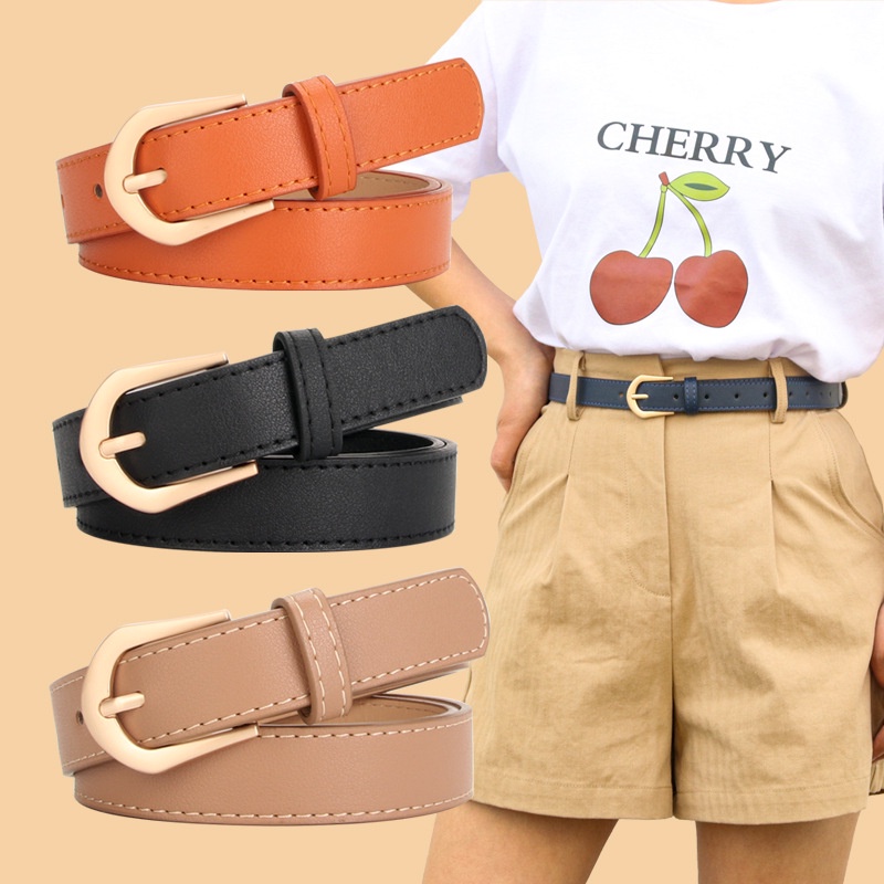 Thắt lưng nữ Ulzzang mặt khóa màu vàng cá tính bản dây 2.3cm (Hỗ trợ cắt, bấm lỗ dây nịt) TL137 - Thắt Lưng Giá Tốt